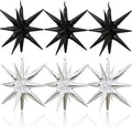 HILAVO 6PCS Silver Black Star Balloons, 22Inch Large Star Balloon Foil Balloons by HILAVO
