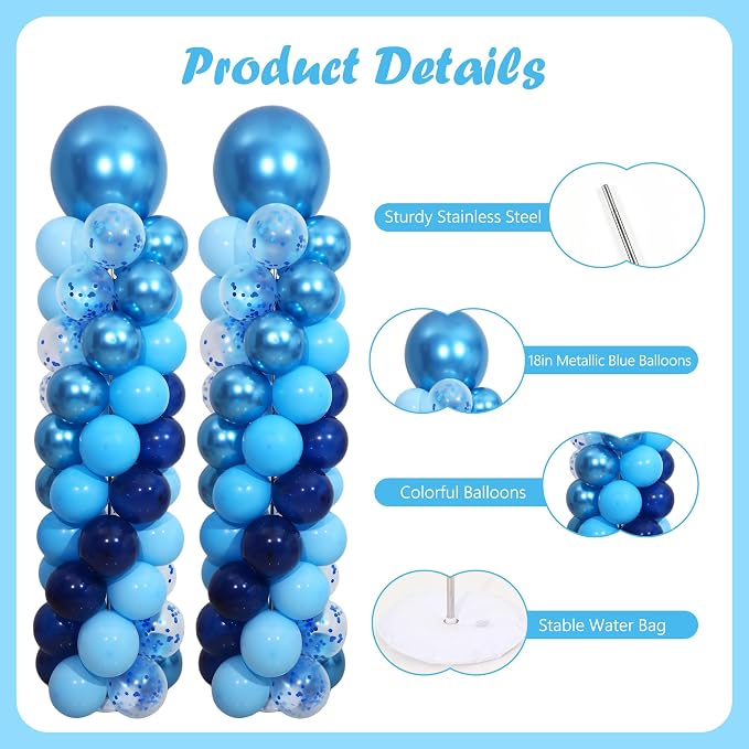 Blue Balloon Column Stand Kit Set of 2 - Image 4