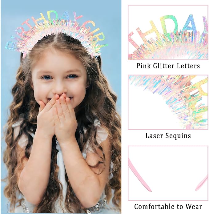 CIEHER Birthday Girl Headband Birthday Crown - Image 3