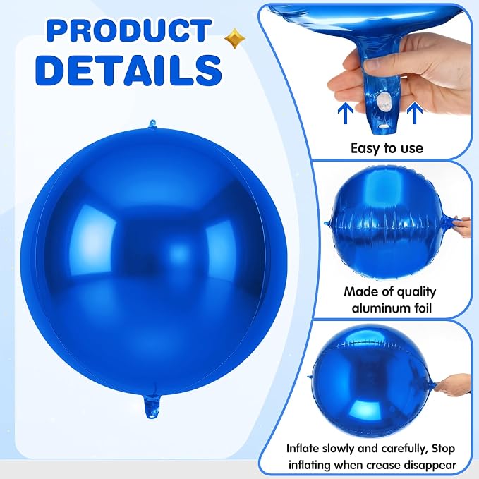 Jenaai 30 Set Round Foil Balloons Bulk 22 Inch 4d Metallic Giant Balloons Set - Image 4