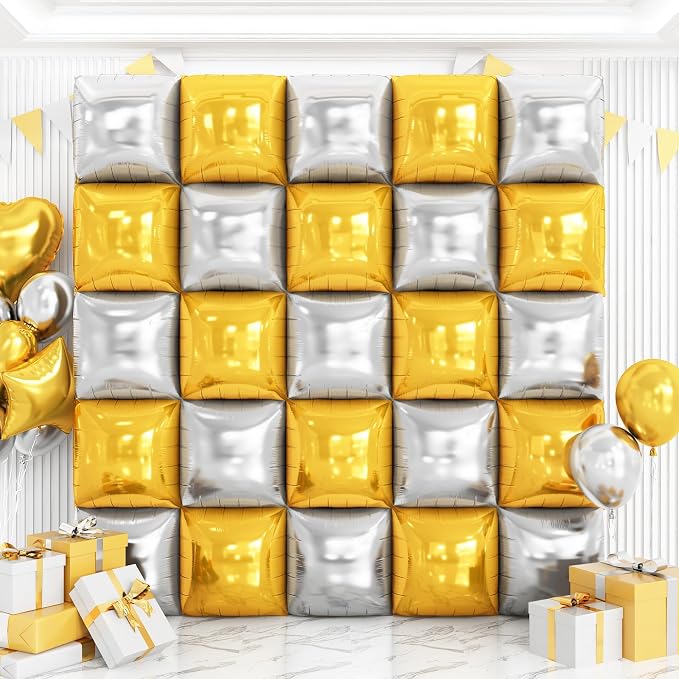 Gold and Silver Balloons Wall Tunnel Backdrop Double Sided Metallic Balloon by OTLGEUA