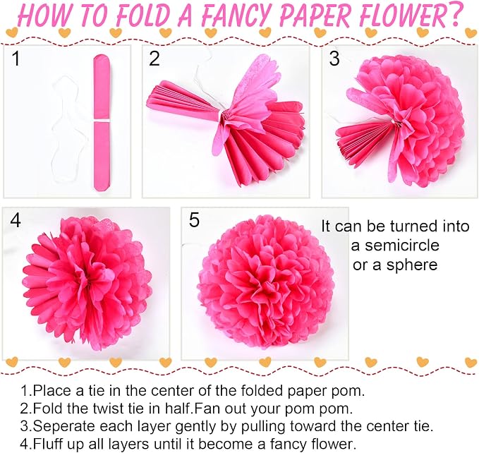 Tissue Pom Pom Paper Flower Ball Party Decorations - Image 3