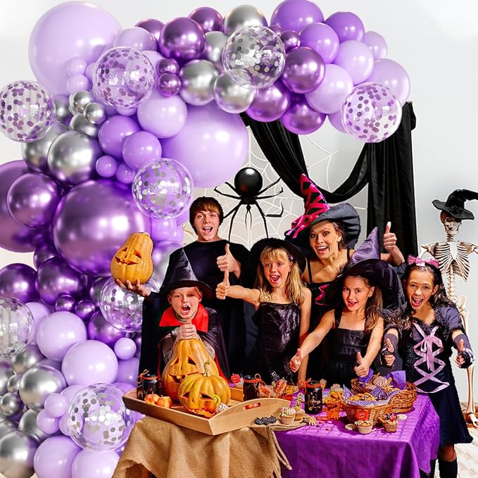 MEBAY Purple and Silver Balloon Garland Arch Kit - Image 5