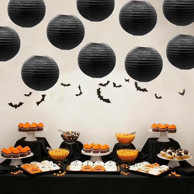 Black Paper Lanterns Hanging Chinese Round Lanterns - Image 4