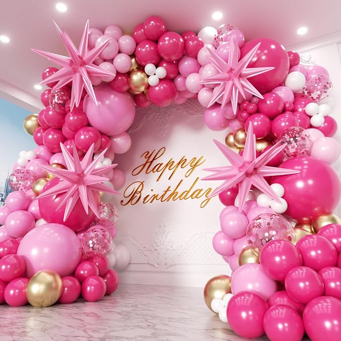 Hot Pink Balloons Garland Arch Kit 180pcs by PTGOLUO