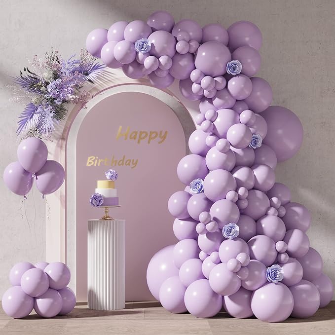 RUBFAC 87pcs Lavender Balloons Different Sizes 18 12 10 5 Inches by RUBFAC