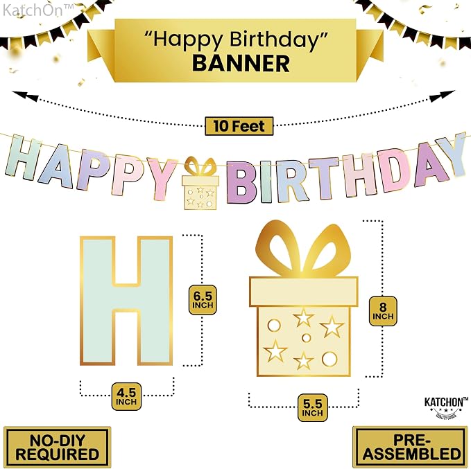 KatchOn Pastel Happy Birthday Banner - Image 2