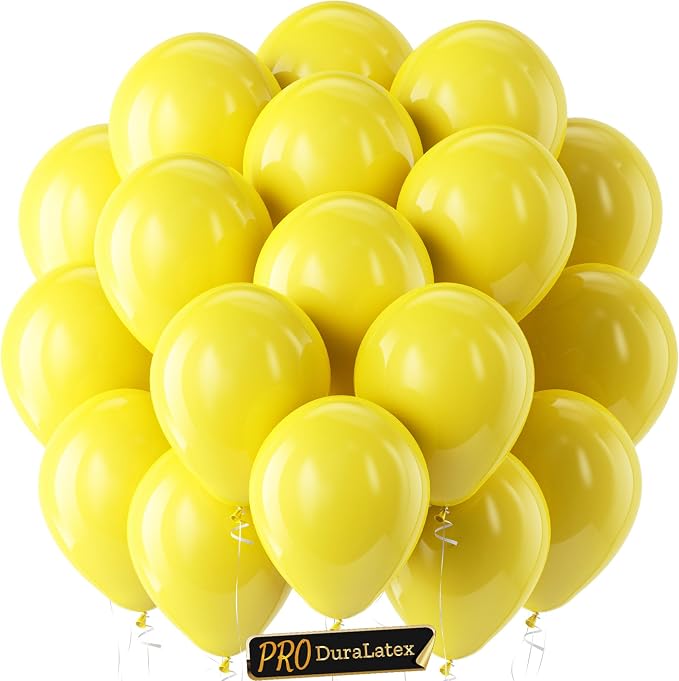 Pro Duralatex Yellow Extra-Thick Balloons 120 Pack 10 inch | Yellow Balloons by Bezente