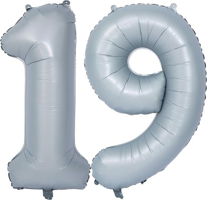 40 In Matte gray Number Balloon Helium Foil Mylar Birthday Balloon Digit 19 | by Exquisitehighqualitypartydecorationstomeetyoureveryneed%EF%BC%81
