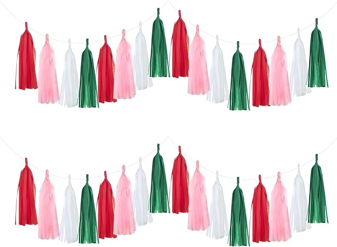 Meetppy 20PCS Tissue Tassel Garland DIY Hanging Paper Decorations Strawberry - Image 3