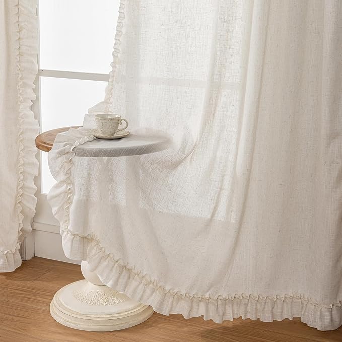 Farmhouse Linen Ruffle Curtains by TERLYTEX