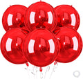 Red Round Foil Balloons, 22 Inch Red 4D Ball Balloons, Metallic Sphere Foil by Saxuxu