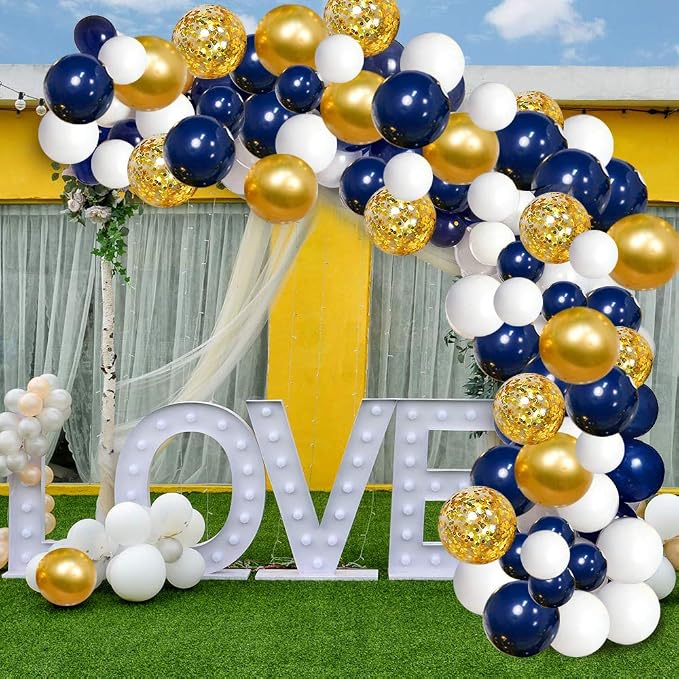 YMSZ Navy Blue Gold Balloons Garland Kit - Image 4