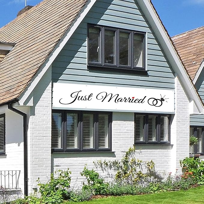 Just Married Flag Banner Outdoor Indoor Decoration Flag Double Stitched - Image 4