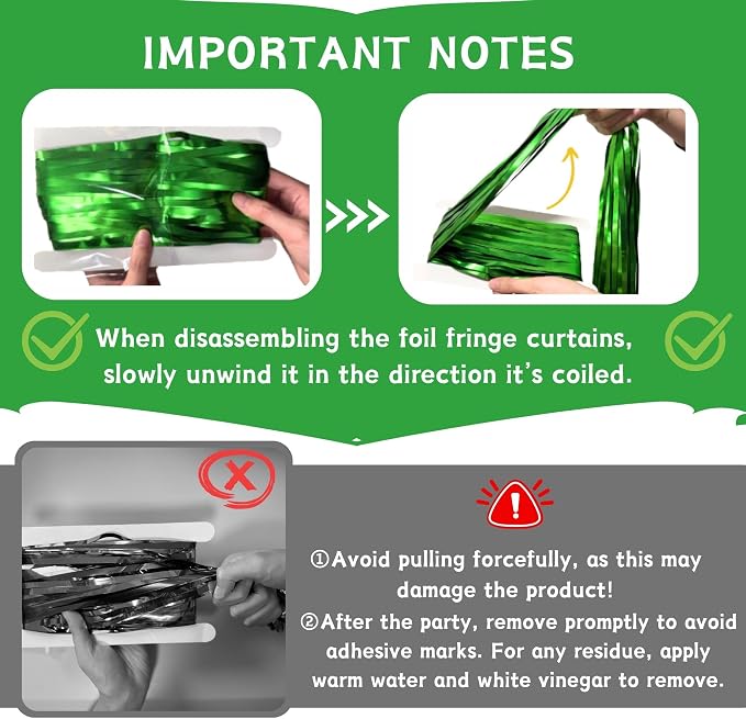 Matte Green Foil Fringe Curtain Backdrop Party Decorations 2PCS | 6.6×3.3 ft - Image 4