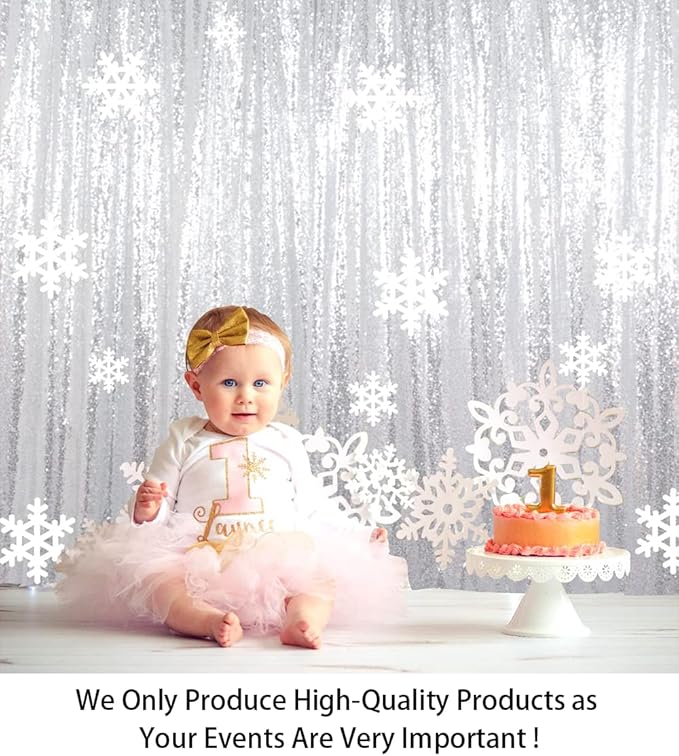 ShinyBeauty Silver Sequin Backdrop 10x10FT, Seamless, Non-Through, Includes 1pc, for Photography, Wedding, Baby Birthday Party, Event Decoration