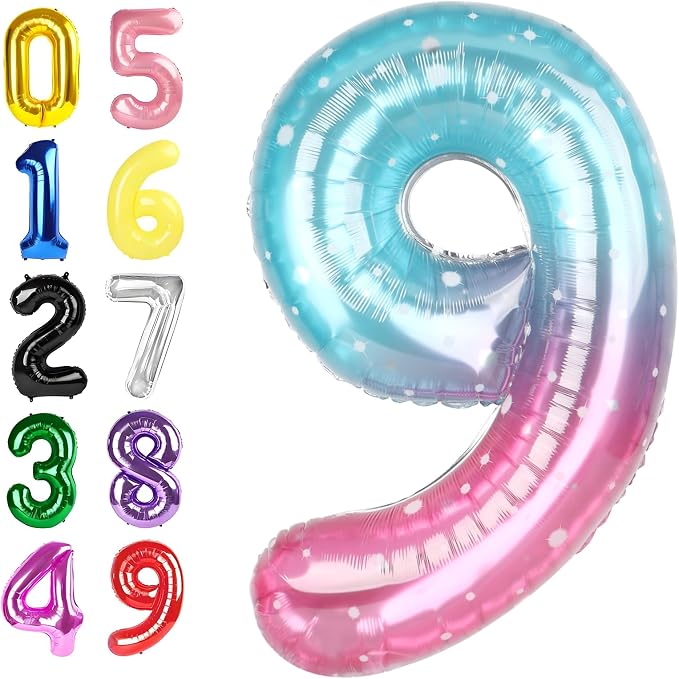 Number Balloons 40 Inch Pink Blue Purple 8 Balloon by Argthjy