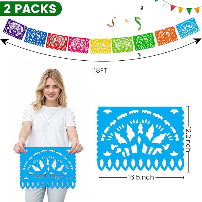 DOMESTAR 2 Packs 36 FT Mexican Party Banner, Fiesta Party Decoration | Papel - Image 7