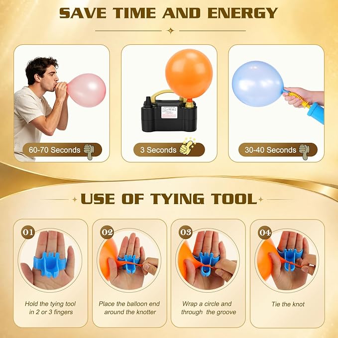 AXHJ Electric Balloon Pump, Portable Balloon Inflator, Dual Nozzle Air Pump - Image 4