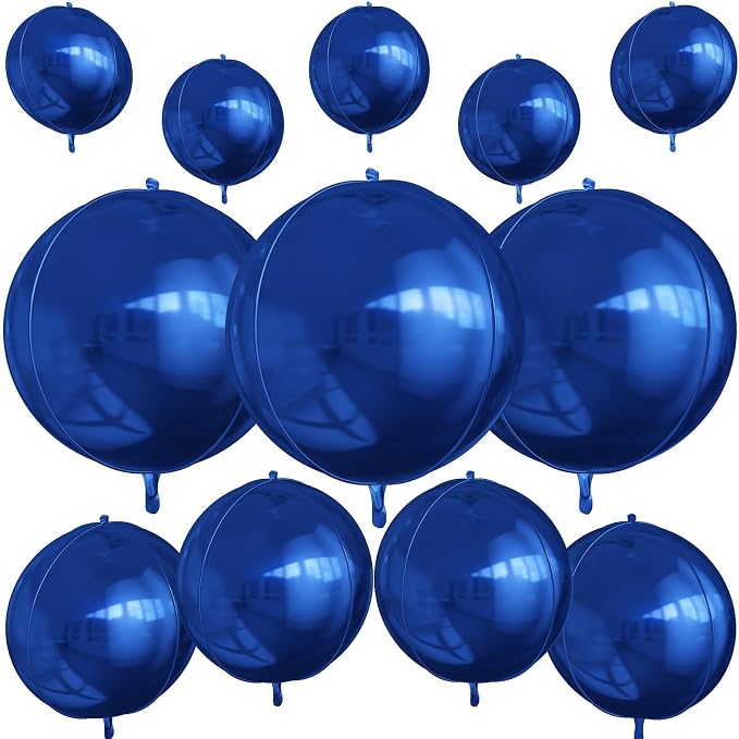12Pcs Navy Blue Round Foil Balloons, Metallic Blue Foil Balloon by vibzox