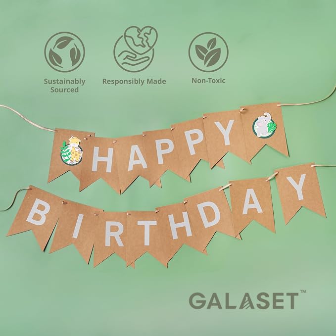 Animal Themed Birthday Banner, Pre-Strung Jungle Safari Decorations - Image 4