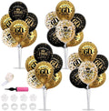 TONIFUL 4 Set 50th Birthday Decor Printed 1976 Black Gold Balloon Stand | by TONIFUL