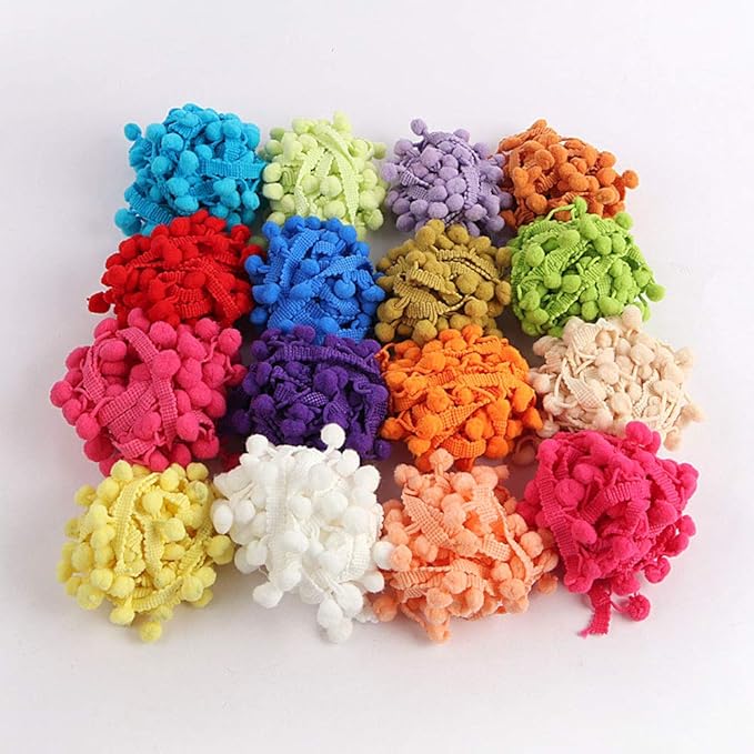 24yards Pom Pom Trim Random 0.39 to 0.59inch Ball Fringe Garland Ribbon Sewing - Image 3
