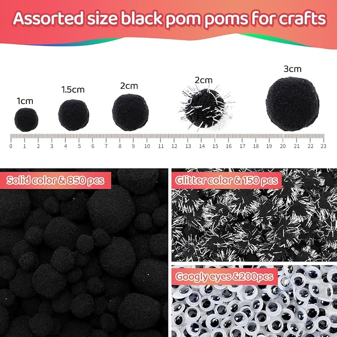 Iooleem Black Pom Poms - Image 2