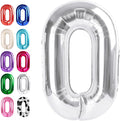 Silver Number 0 Balloon 40 inch, Balloon numbers party supplies, deco photo by Upgesy