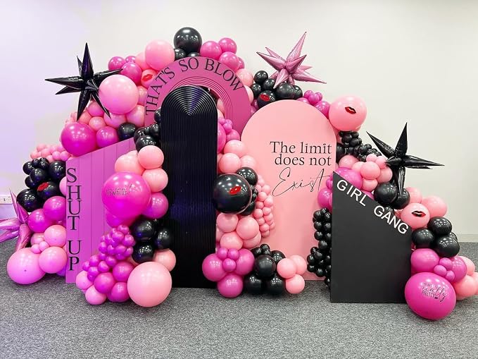 148Pcs Pink and Black Balloons Garland Arch Kit - Image 6