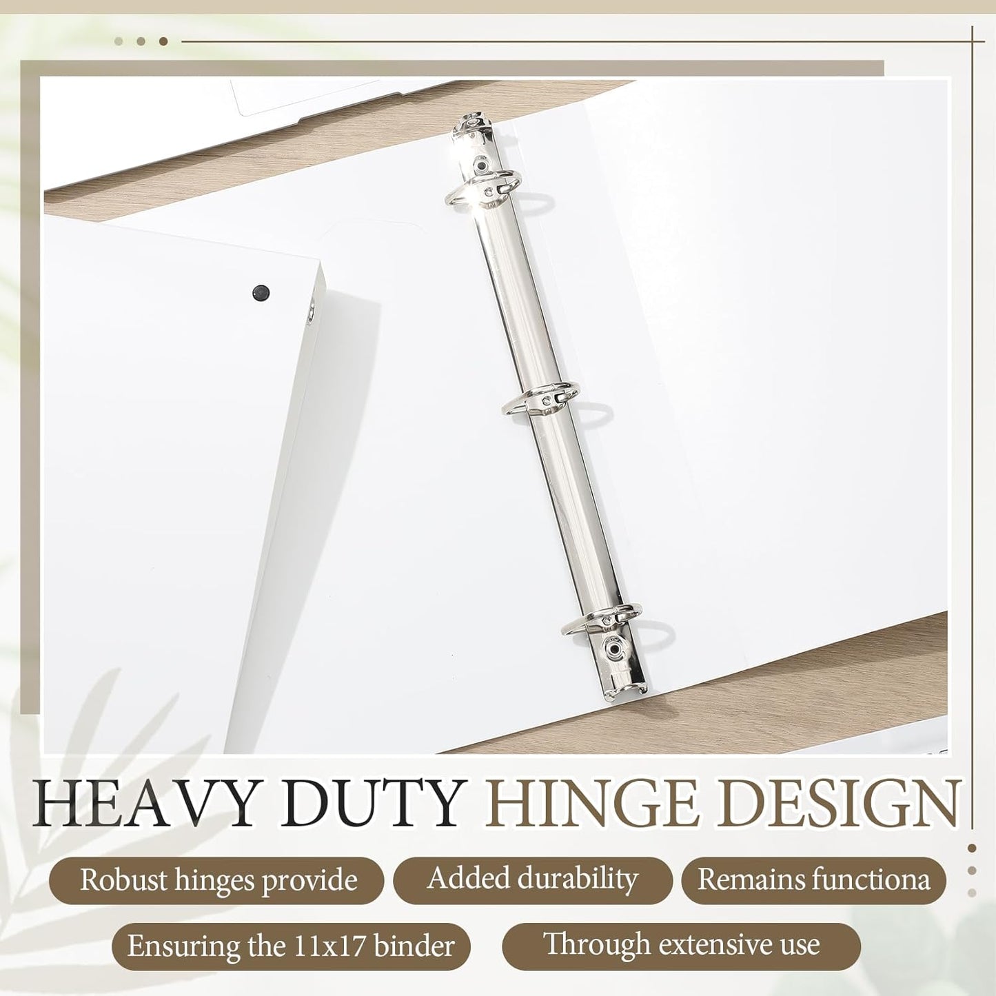 8 Pcs 11 x 17 Inch 3 Ring Binders 1 Inch Rings Heavy Duty View D Ring Binders Economy Holds 11" x 17" Paper for Artwork Blueprints, Office, Home, Work Places(White)