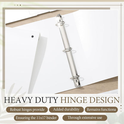8 Pcs 11 x 17 Inch 3 Ring Binders 1 Inch Rings Heavy Duty View D Ring Binders Economy Holds 11" x 17" Paper for Artwork Blueprints, Office, Home, Work Places(White)