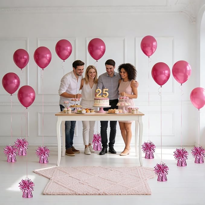 9 PCS Metallic Wrapped Balloons Weights Pink Helium Balloon Weight Balloon - Image 5