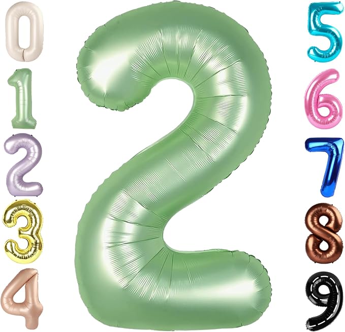 2 Balloon Number 40 Inch Olive Green Balloons by Mluchee
