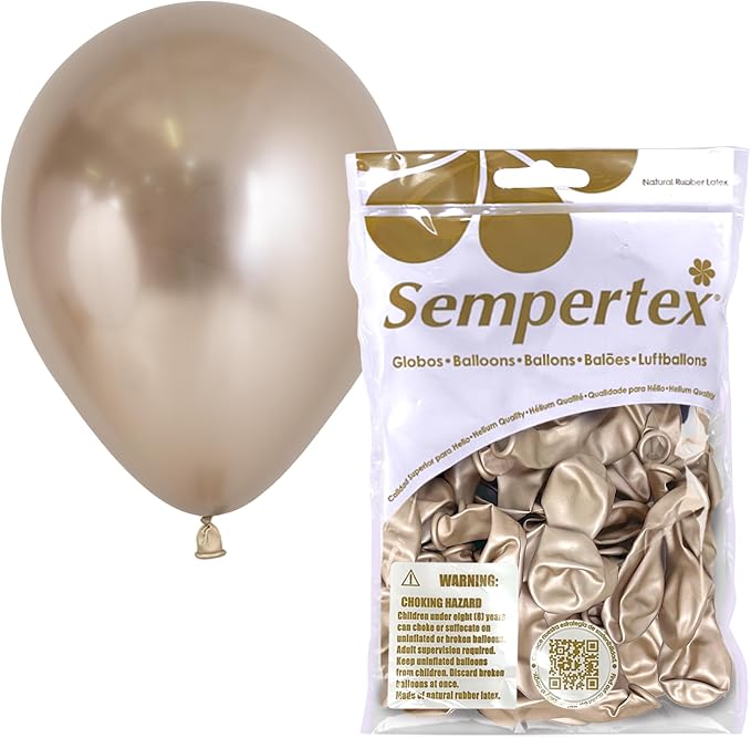 Sempertex Reflex Round Champagne Balloons, 5 Inch, Graduation, Baby Shower by Sempertex