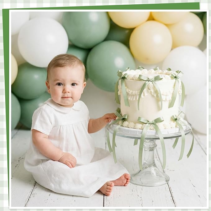 30 Pack Sage Green Bow Cake Toppers Ribbon Bows - Image 6