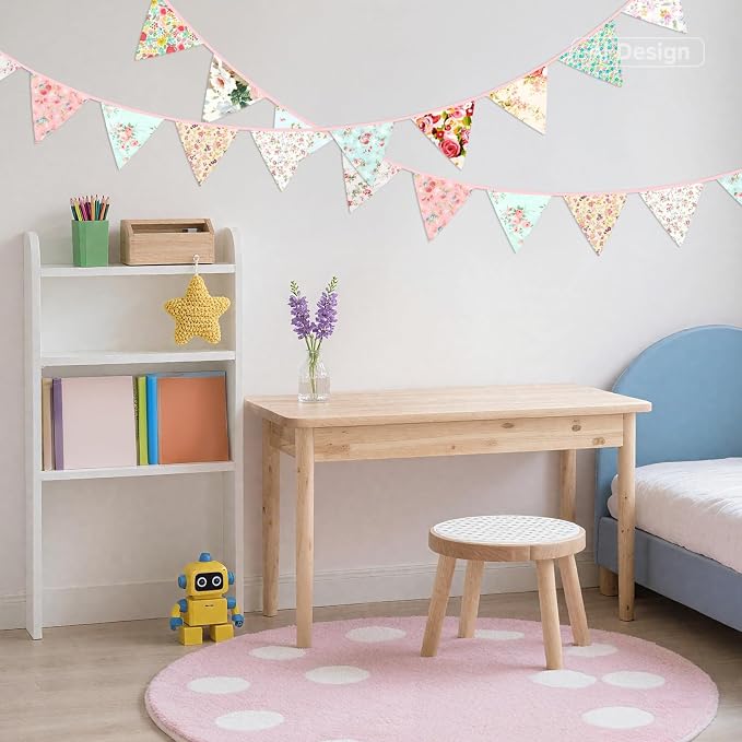 G2PLUS 39Ft Triangle Bunting Banner, Reusable Pink Green Fabric Triangle Flags - Image 7