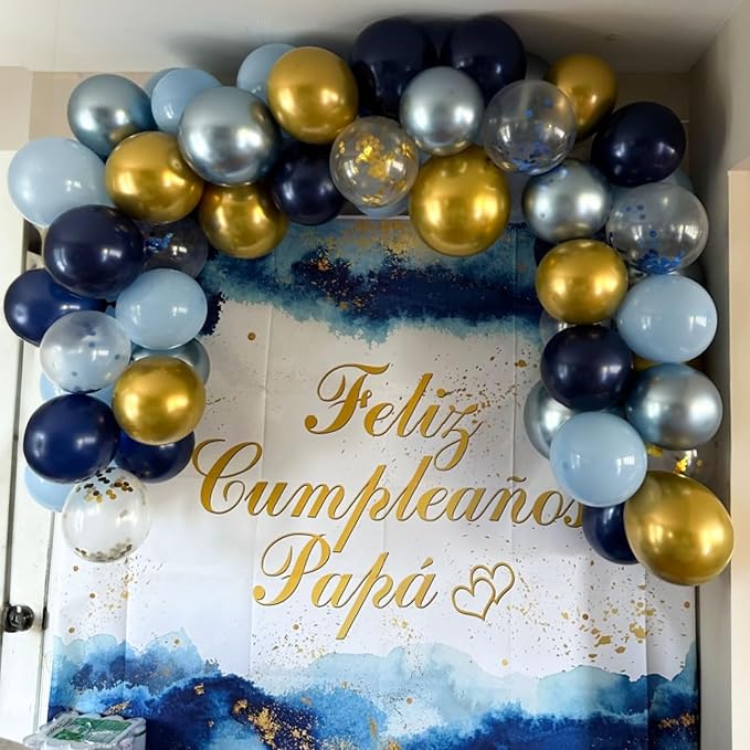 Navy Blue Gold Balloon, 60 Packs 12 Inch Metallic Blue and Macaron Blue Balloons - Image 6