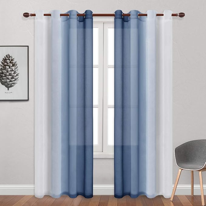 DWCN Ombre Faux Linen Sheer Curtains - Image 2