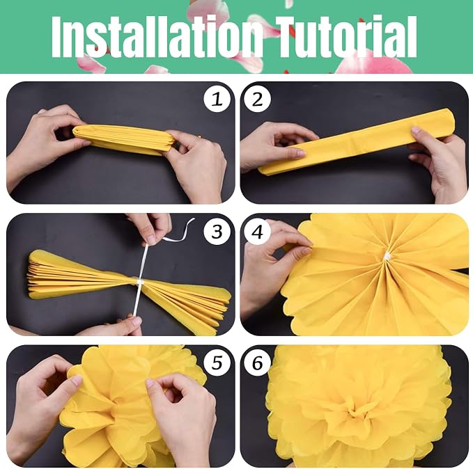 Qimoo 20pcs Mint Green Paper Pom Poms Decorations, DIY Decorative Pom-poms - Image 3
