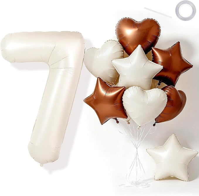 TONIFUL 7th Birthday Balloons 40 Inch Cream white Large Number 7 Foil Balloon by TONIFUL