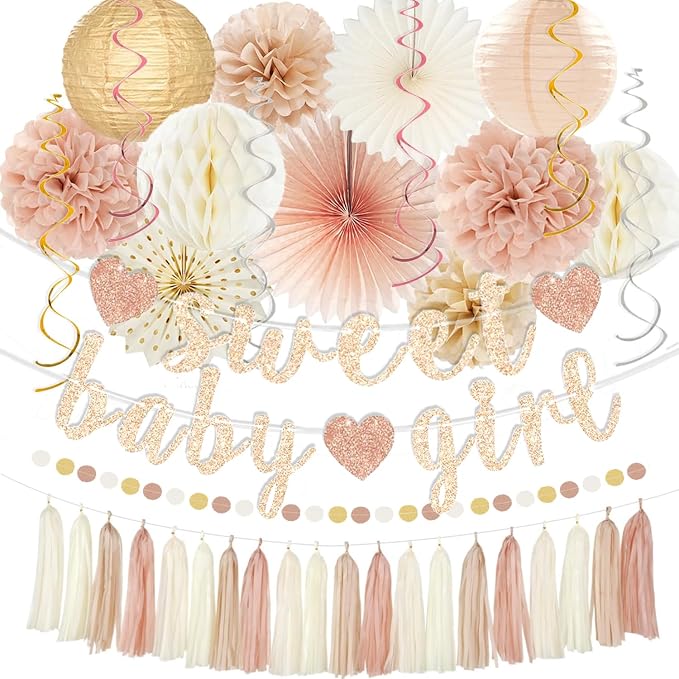 Champagne-Gold Beige Fall Boho Baby Shower Party Decorations by IHEPYQ