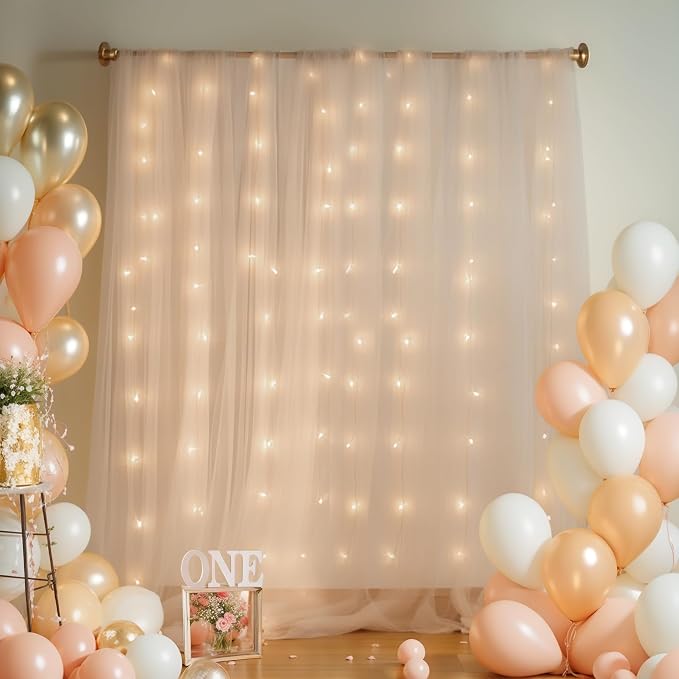30x8ft Champagne Tulle Backdrop Curtain - Image 2