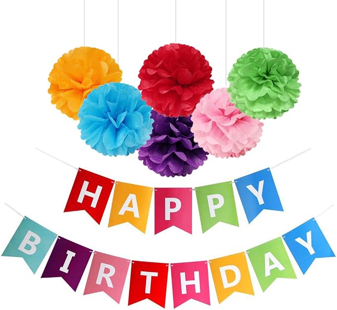 Fecedy Colorful Happy Birthday Banner Bunting Pre-Strung No DIY - Image 7