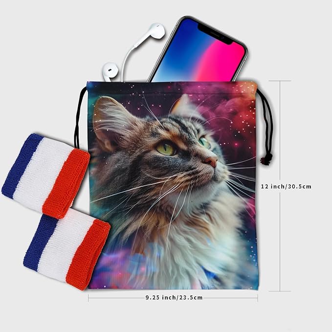 Lovely Cat Gymnastics Grip Bag Colorful Sky Gym String Bag - Image 6