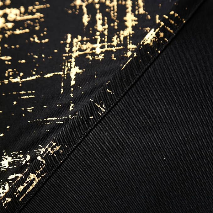 Taisier Home Gold Foil Print Linen Textured Curtains Geometric Dots Pattern - Image 7