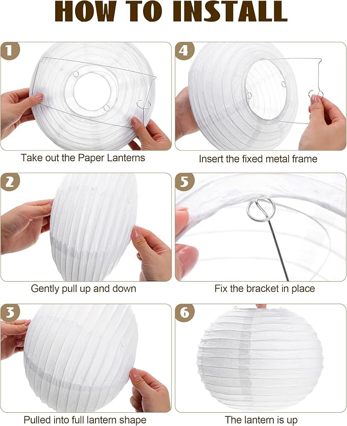 Treela 30 Pack White Chinese Japanese Paper Lanterns Decorative Hanging Round - Image 2