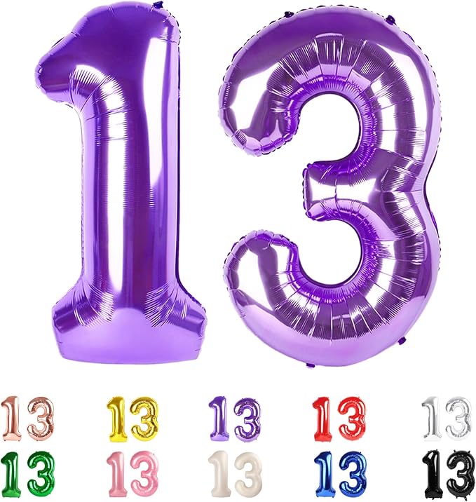 13 Balloon Numbers 40Inch for 13th Year Old Birthday Decorations, Inflation by Mluchee