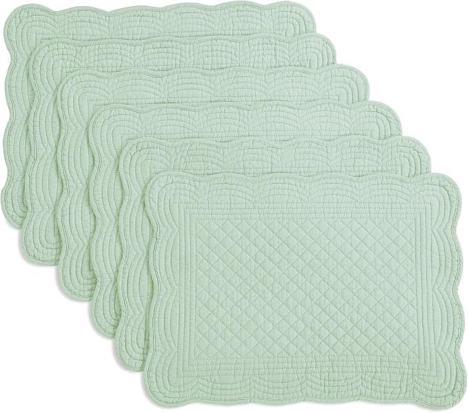 HOMBYS Quilted Placemats Set of 6 Washable-13x18 inches Rectangular Placemats by HOMBYS
