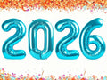 2026 Light Blue Foil Number Balloons, 2026 Light Blue Balloon 40 Inch by Upgesy